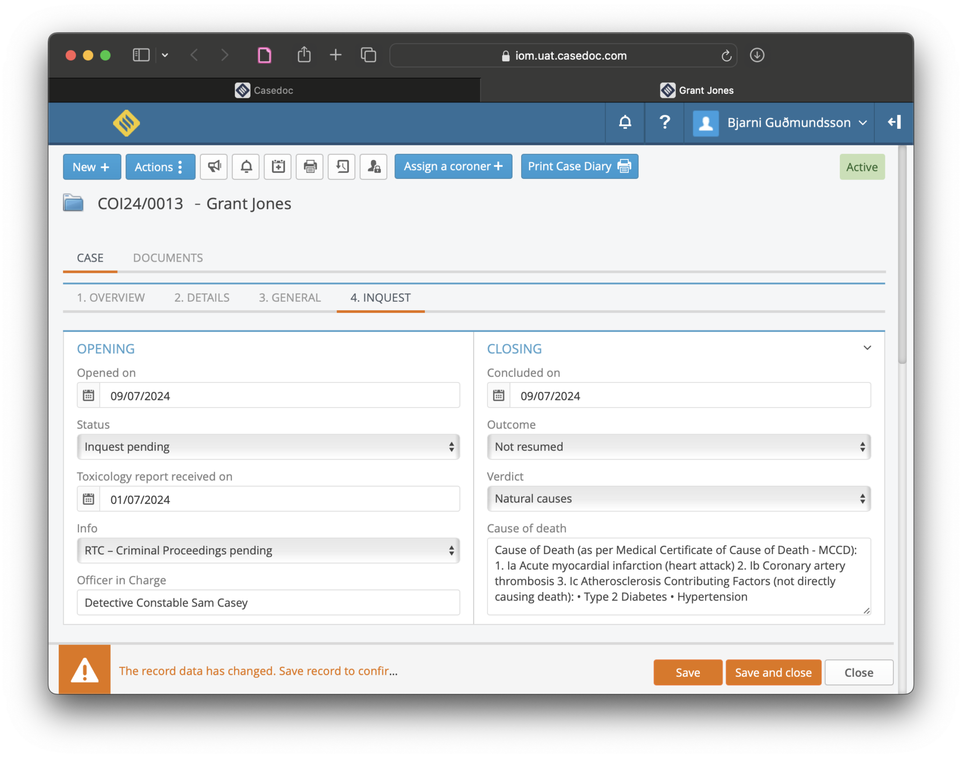 Coroner CMS Coroner Case Management System