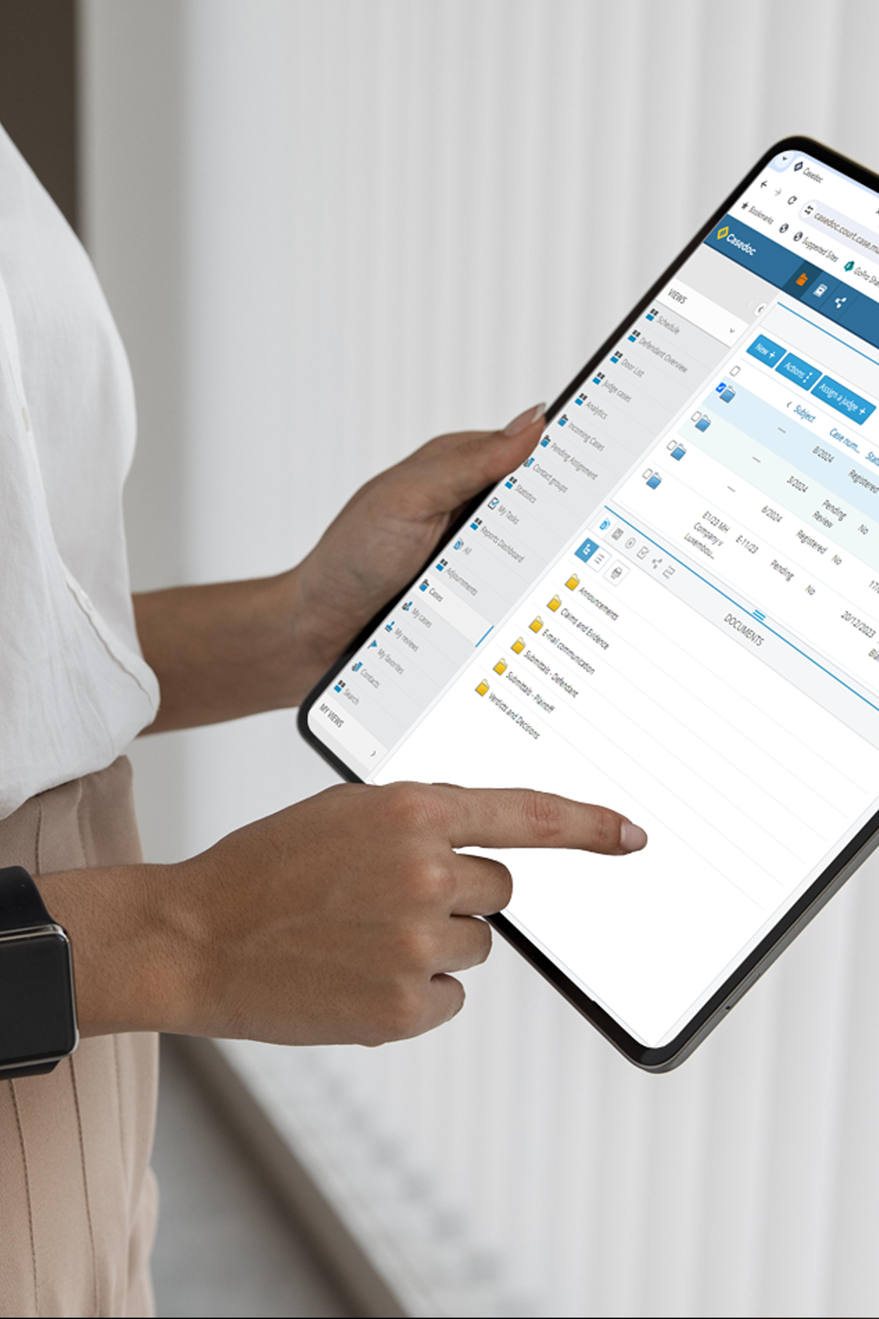 Casedoc tablet interface