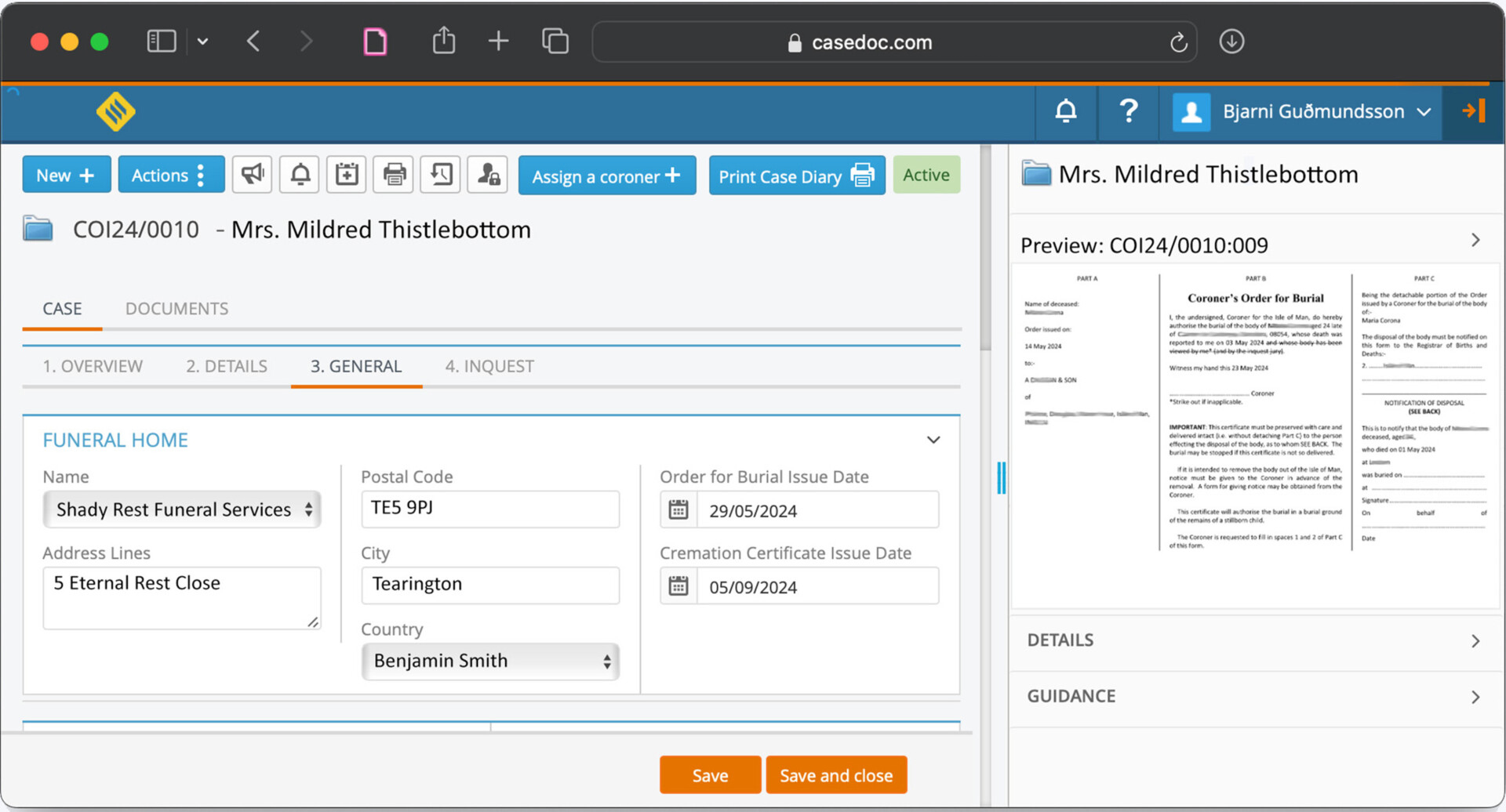 Coroners Case Management System